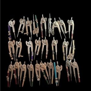 Vintage Drafting Compasses – Lot of 27 – Mixed Styles with Pencil Holders